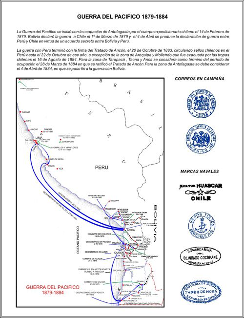 Haga Click para ver: Historia Postal de Chile - Guerra del Pacifico